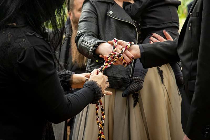 Handfasting ceremony outdoors