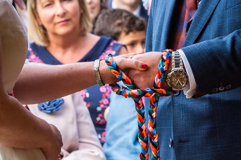 Handfasting with colourful cords